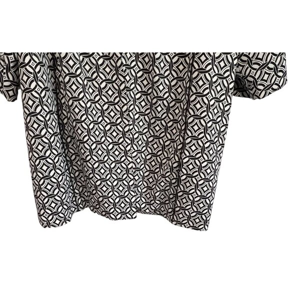 Silk Land Womens 3X Black White Geometric Print Jacket Front Hook Eye Closure - Picture 3 of 8